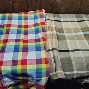 Multicolor and Tan Plaid Fabrics